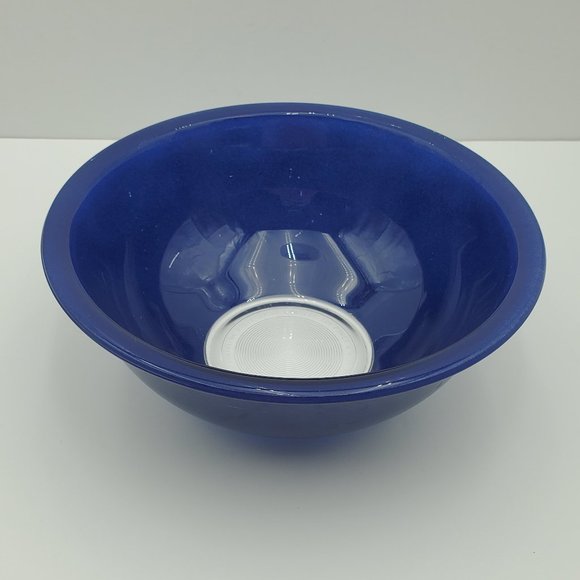 Pyrex Dark Blue 325 Clear Glass Bottom Mixing Nesting Serving 2.5 Quart Bowl - Picture 1 of 10